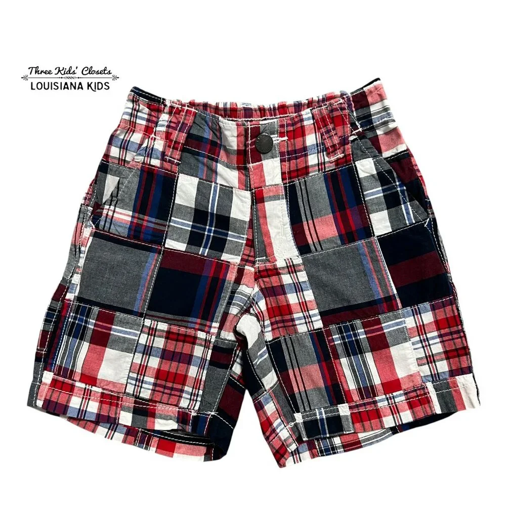 Gymboree 18-24m Patriotic Red White Blue Madras Plaid Shorts